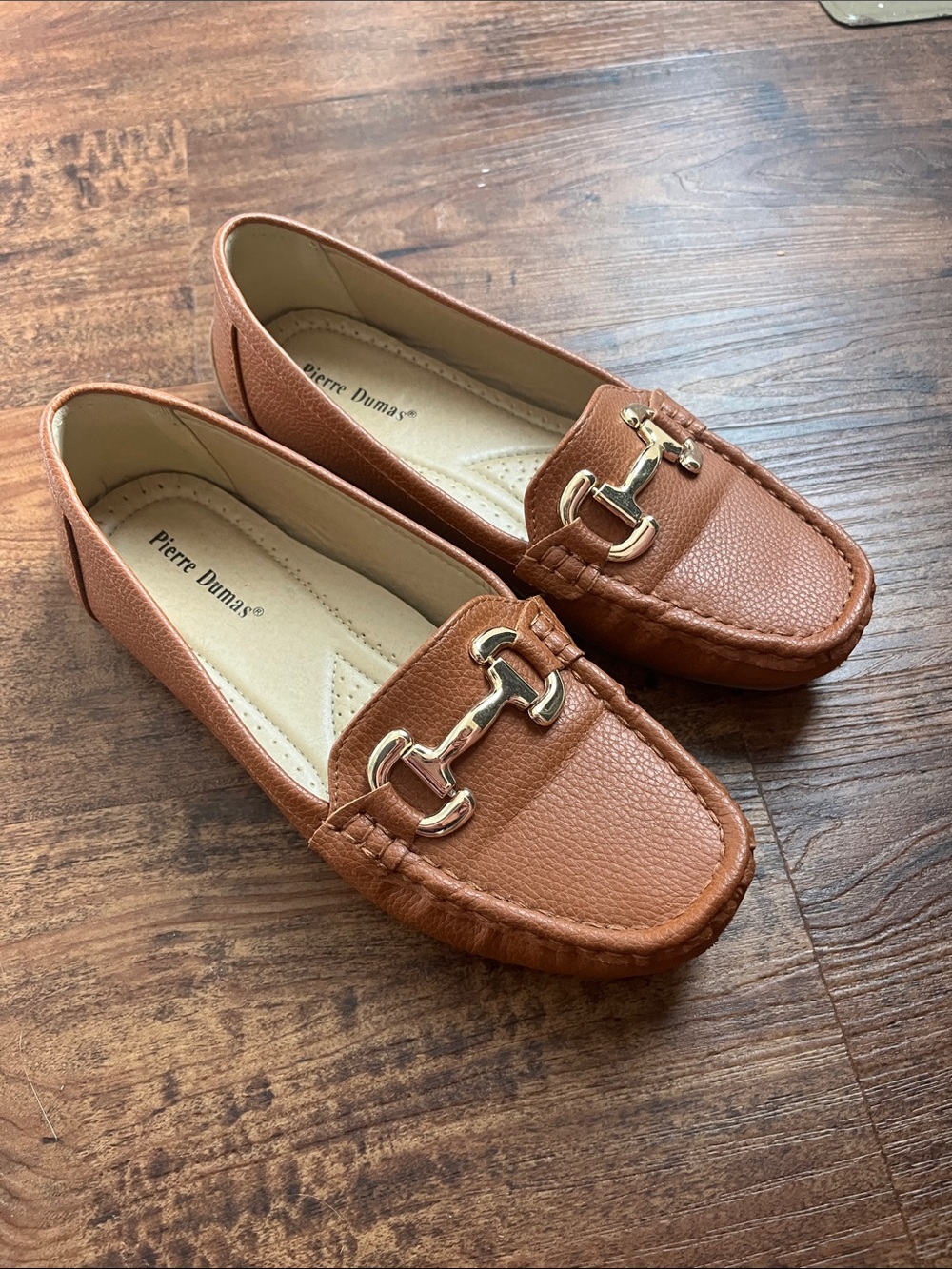 Pierre Dumas Brown Leather Loafers With Gold Hardware